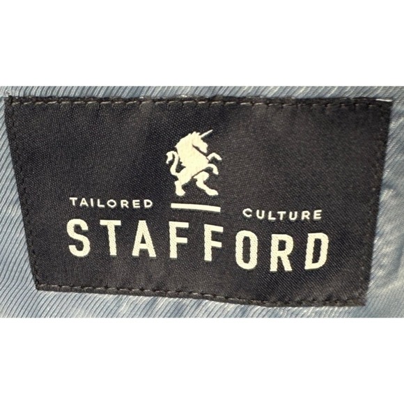 Stafford Linen Blend Blazer Sport Coat Mens 42R Blue Salt Pepper Classic Fit